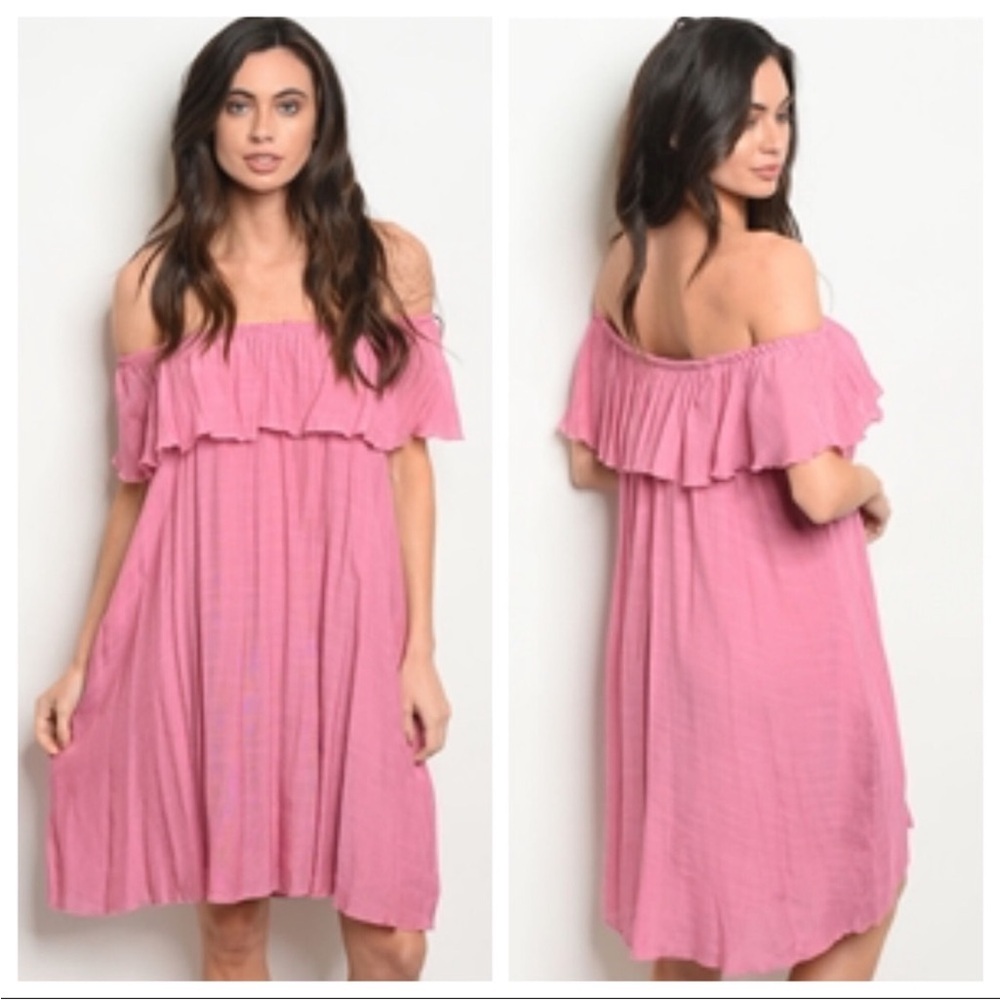 Pink Off the Shoulder Dress - Picture 8 of 8
